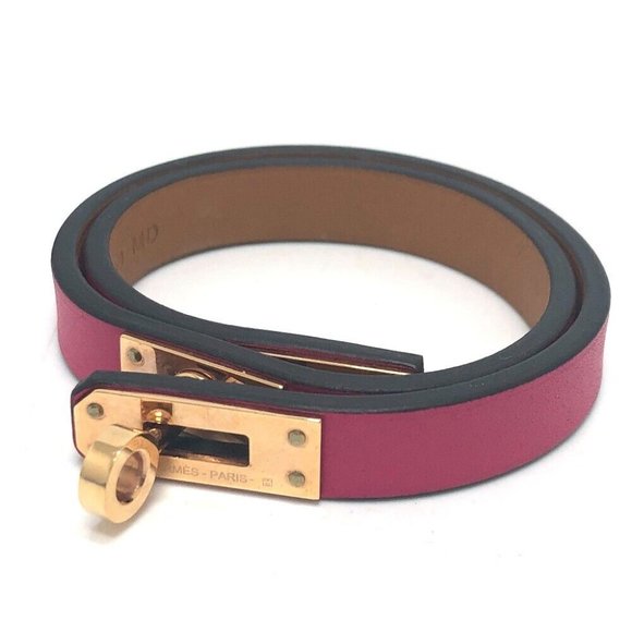 HERMES Mini Kelly Double Tour Fashion Accessories Bracelet Swift Pink Based - Picture 1 of 10